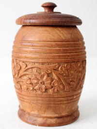 vintage hand-carved wood jar