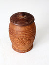 vintage hand-carved wood jar