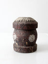 antique wooden grinding vessel