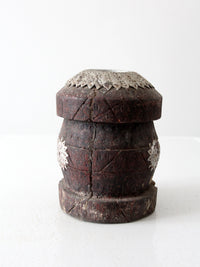 antique wooden grinding vessel