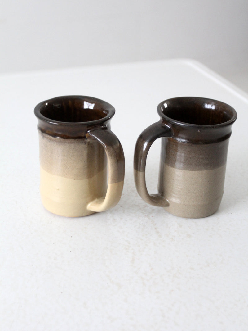 vintage studio pottery mugs pair