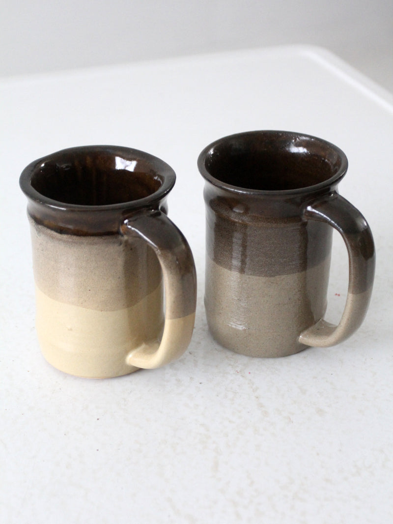 vintage studio pottery mugs pair