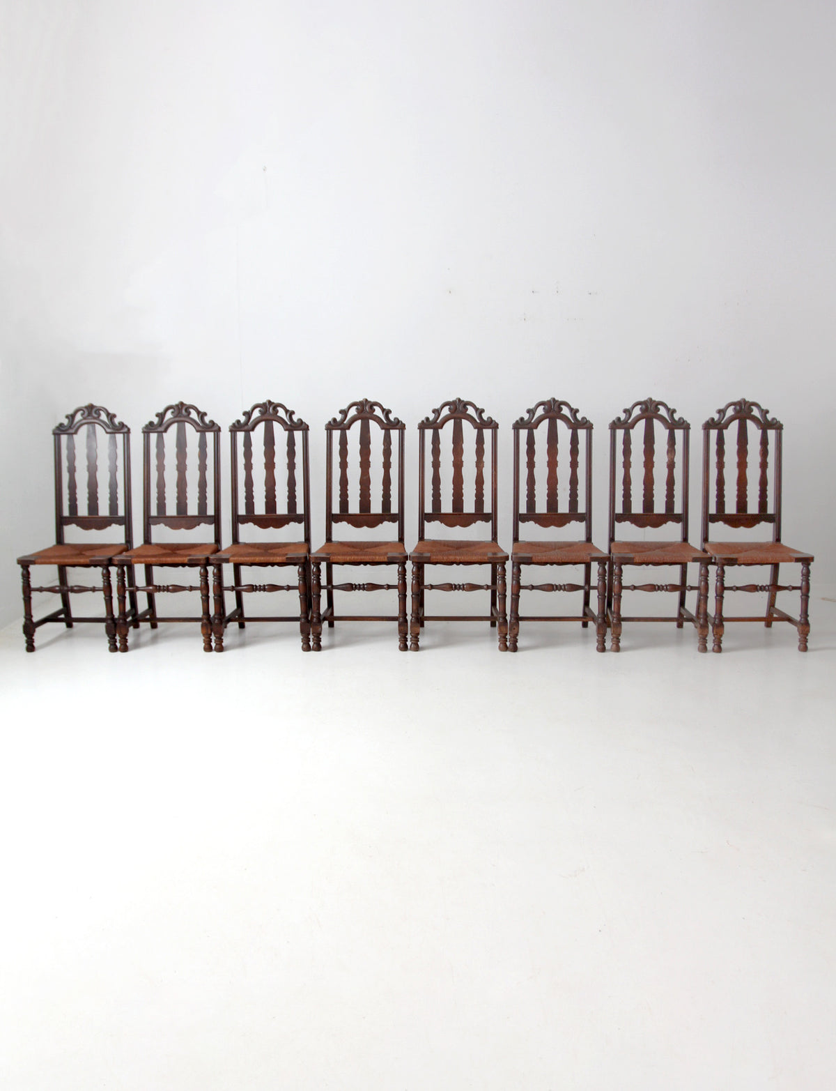 antique rush seat dining chairs set of 8