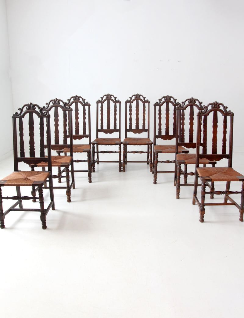 antique rush seat dining chairs set of 8