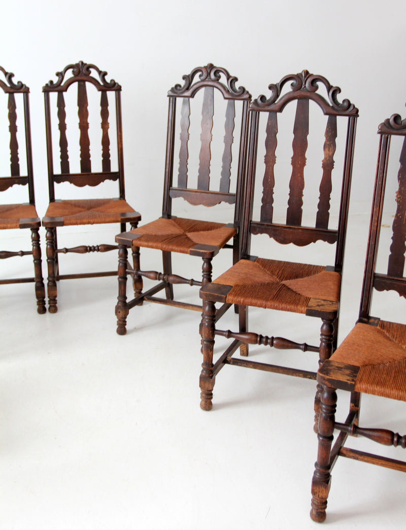 antique rush seat dining chairs set of 8