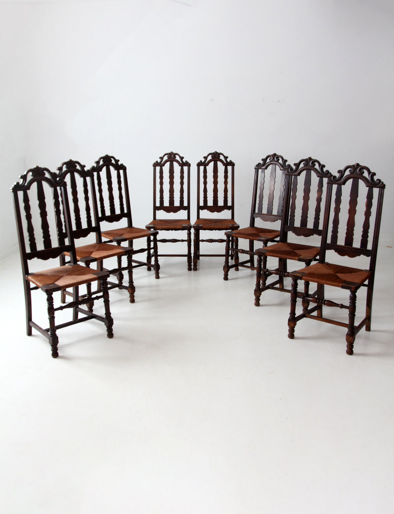 antique rush seat dining chairs set of 8