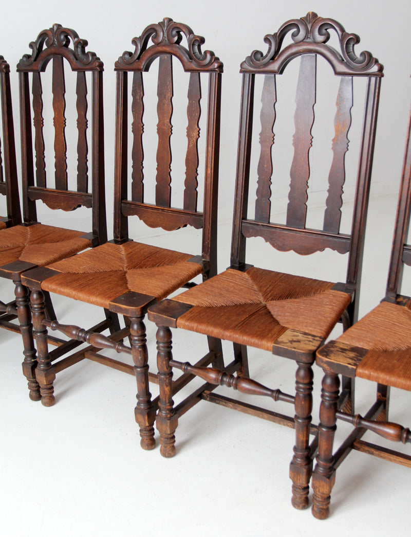 antique rush seat dining chairs set of 8