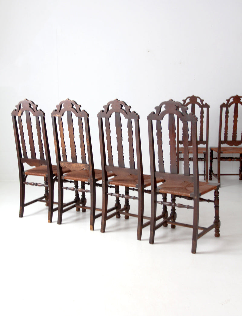 antique rush seat dining chairs set of 8