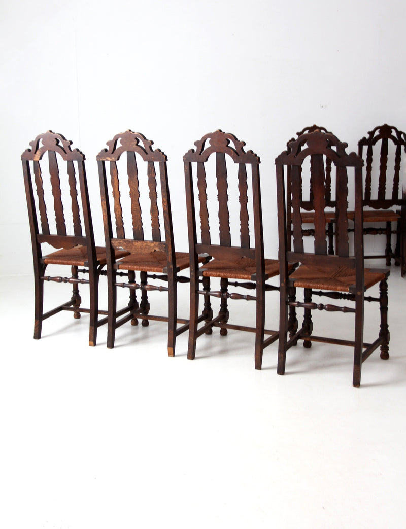 antique rush seat dining chairs set of 8