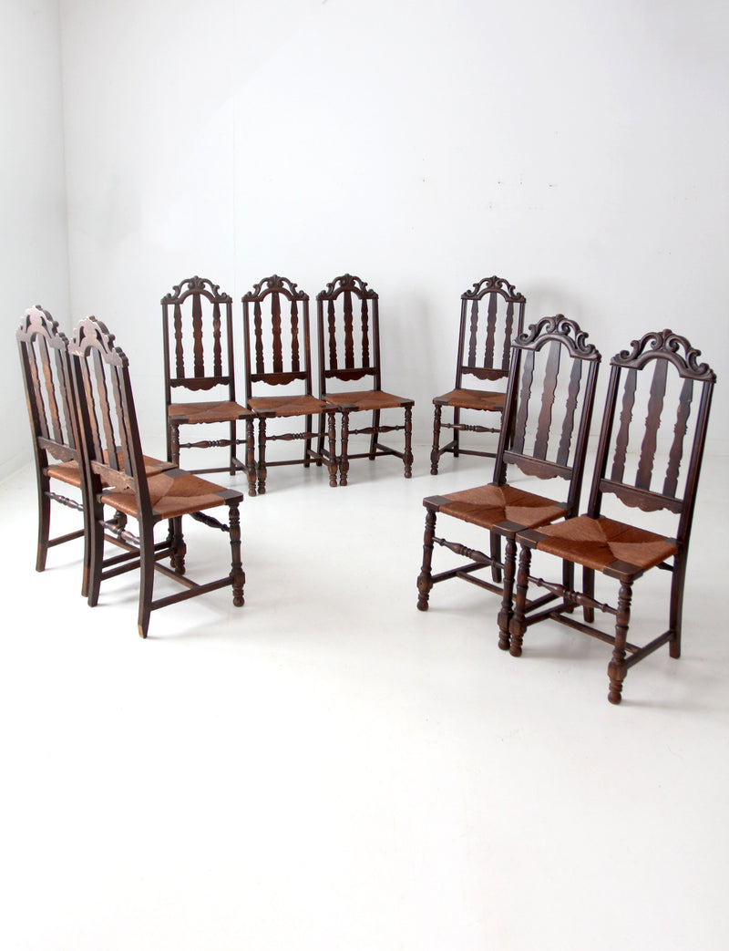 antique rush seat dining chairs set of 8