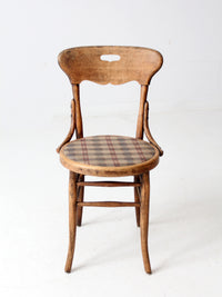 vintage bentwood bistro chair with plaid seat