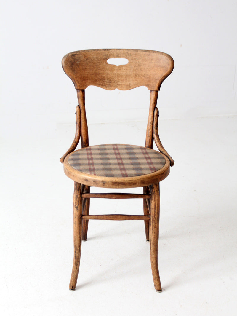 vintage bentwood bistro chair with plaid seat