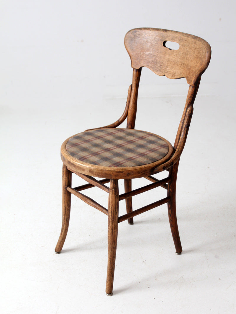 vintage bentwood bistro chair with plaid seat