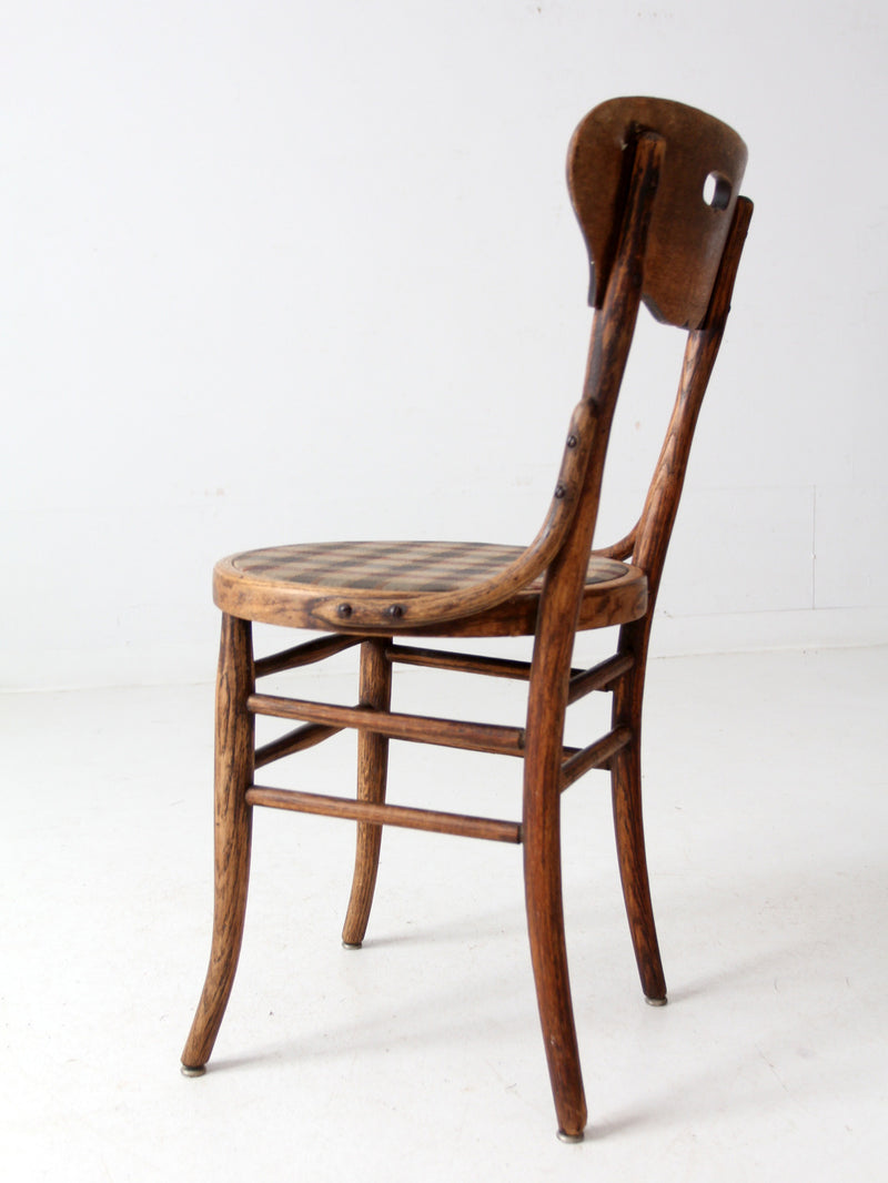 vintage bentwood bistro chair with plaid seat