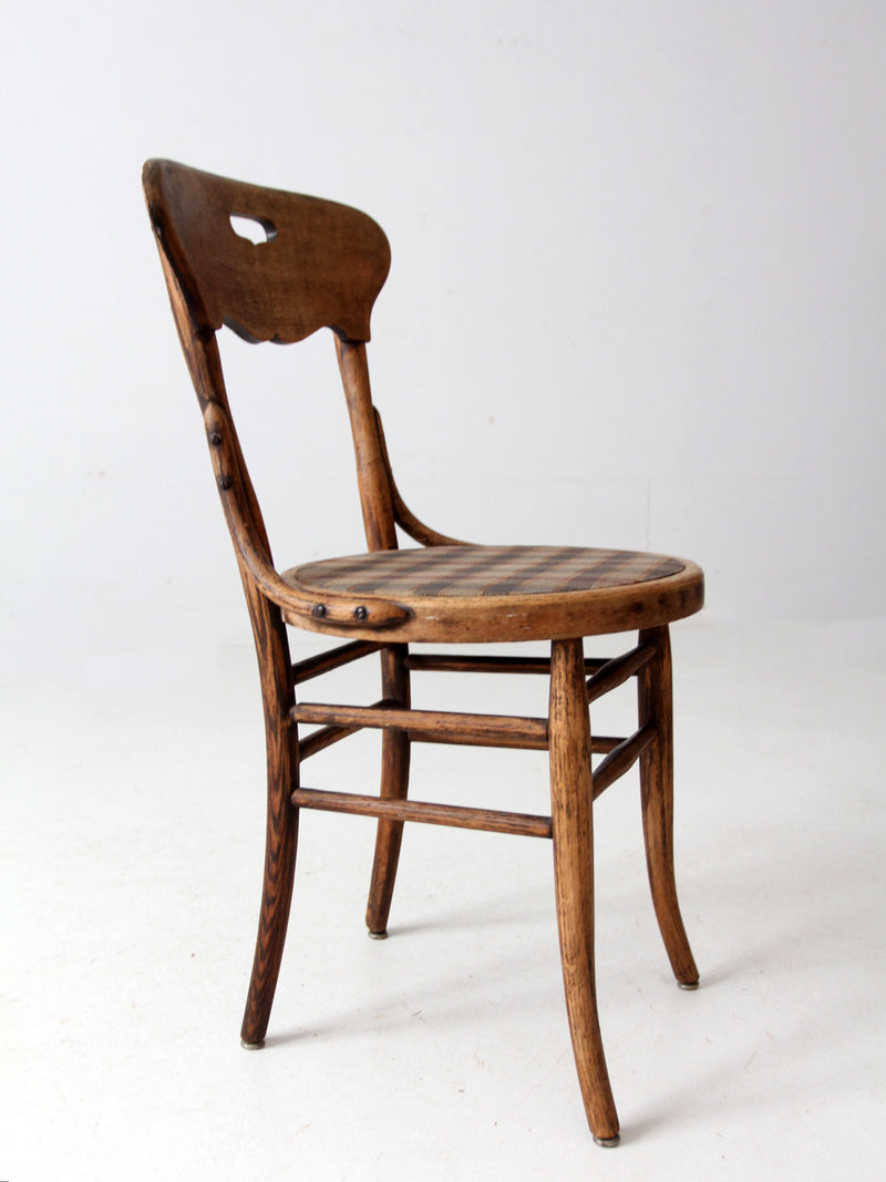 vintage bentwood bistro chair with plaid seat