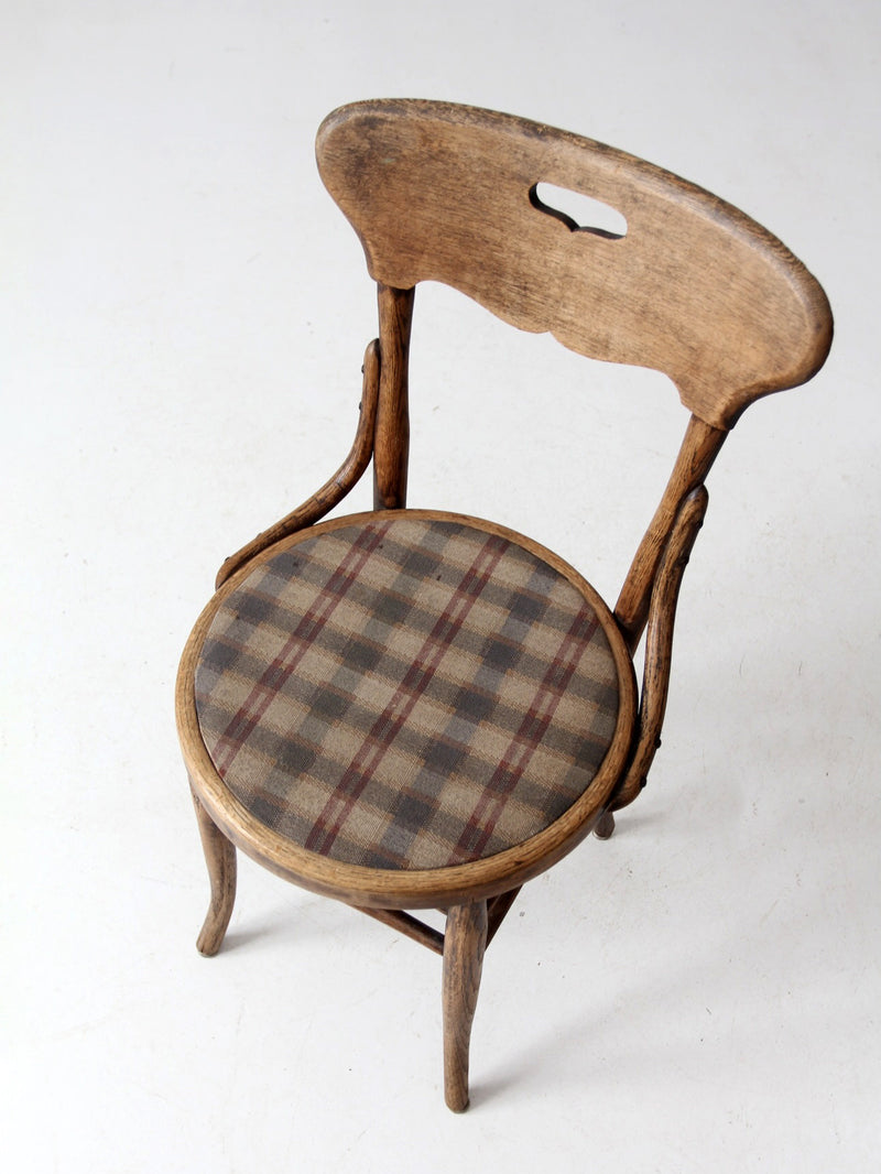 vintage bentwood bistro chair with plaid seat