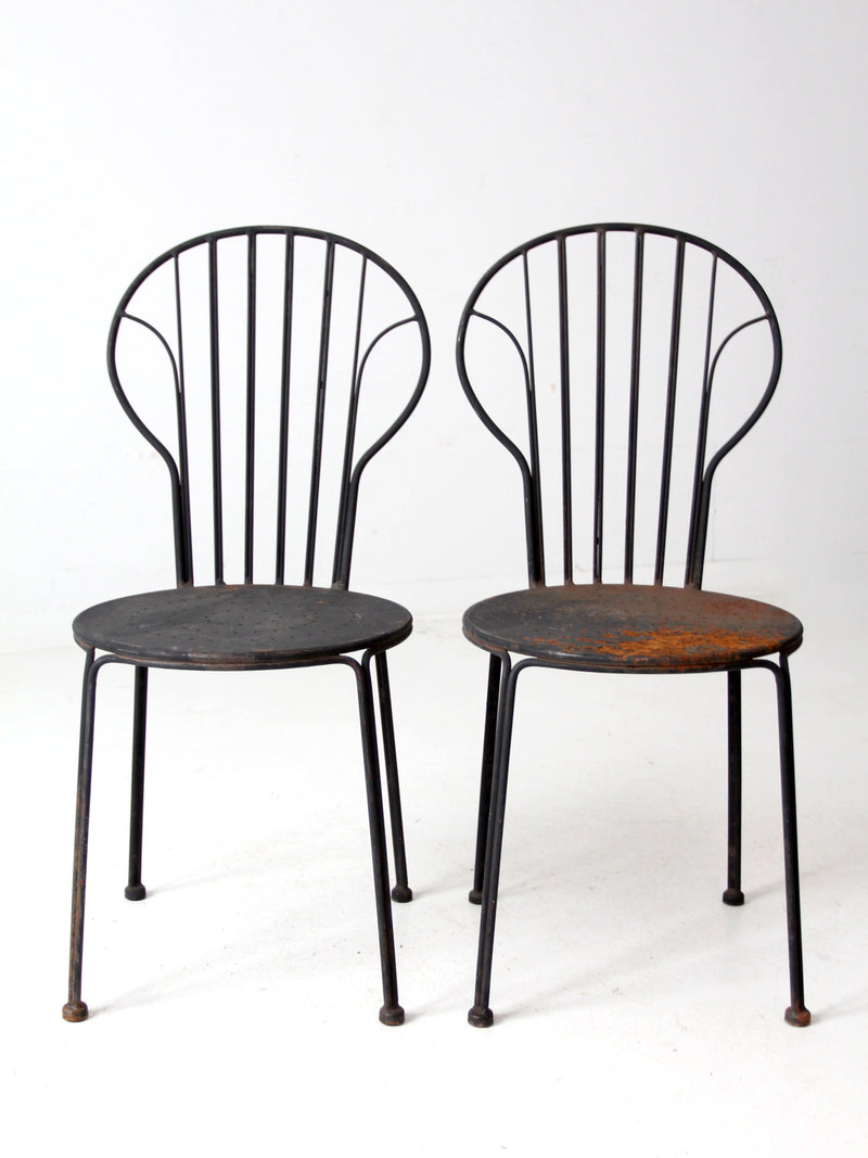 vintage metal patio chairs pair