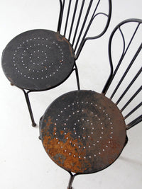 vintage metal patio chairs pair