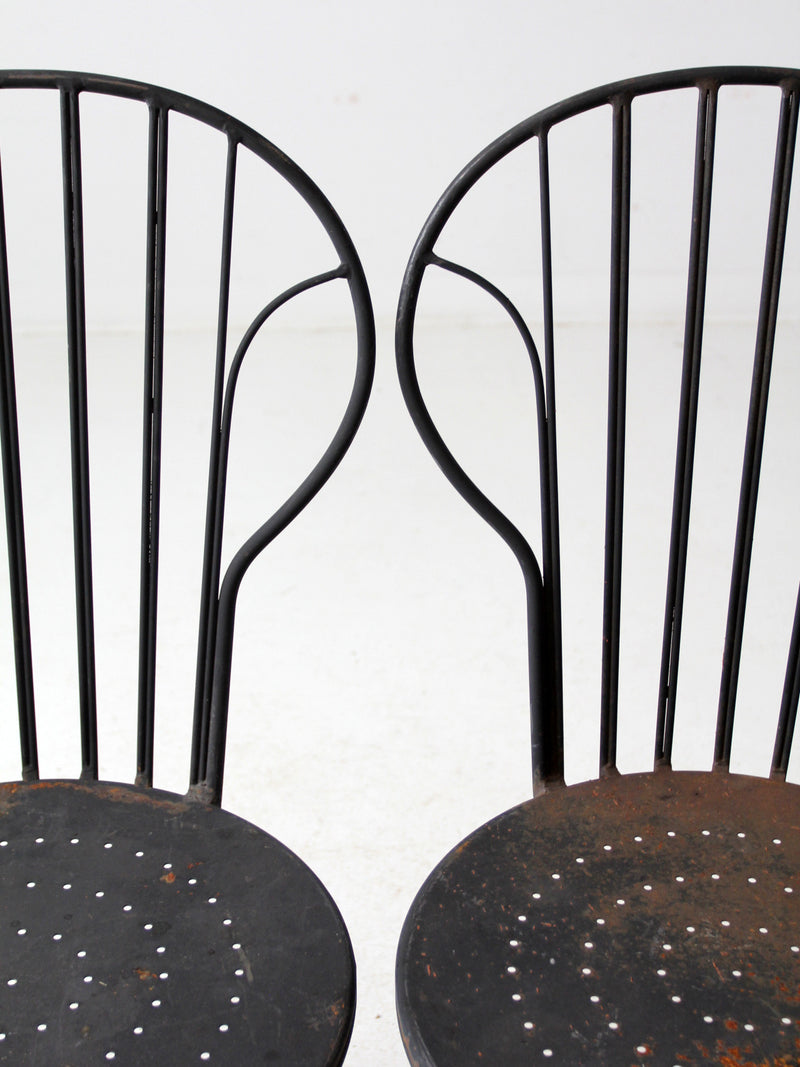 vintage metal patio chairs pair