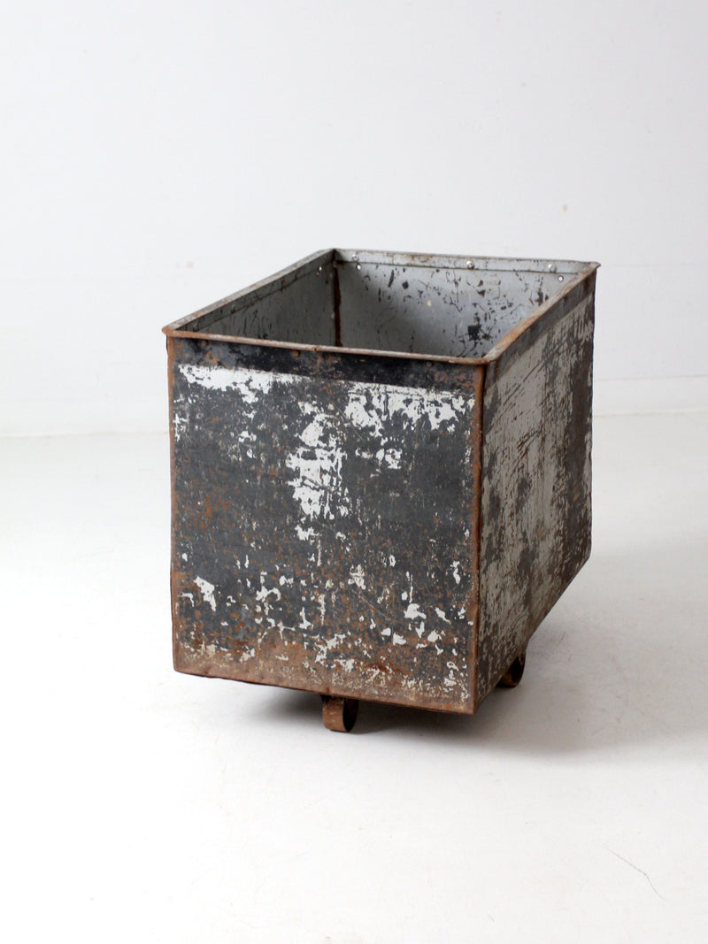 vintage industrial cart bin