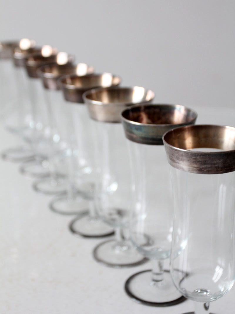 vintage Dorothy Thorpe silver band parfait glasses set of 8