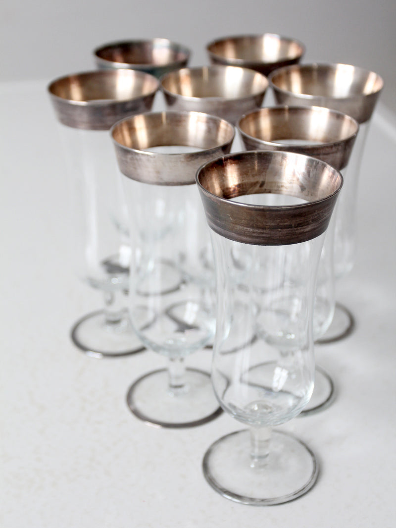 vintage Dorothy Thorpe silver band parfait glasses set of 8