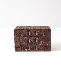 vintage carved wood playing card box