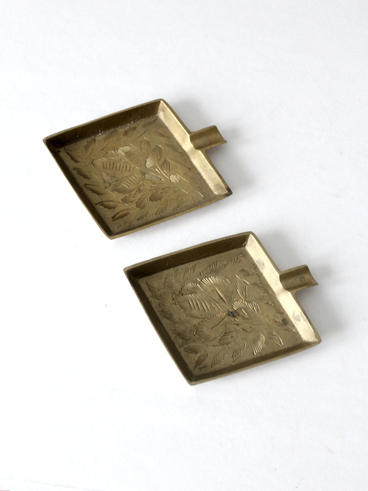 vintage brass ashtray pair