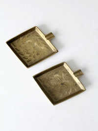 vintage brass ashtray pair