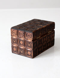 vintage carved wood playing card box