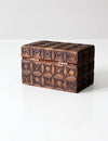 vintage carved wood playing card box