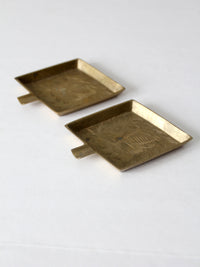 vintage brass ashtray pair