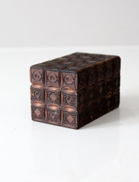 vintage carved wood playing card box