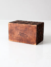 vintage carved wood playing card box