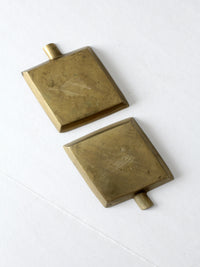 vintage brass ashtray pair