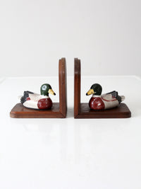 vintage wooden duck bookends pair