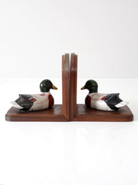 vintage wooden duck bookends pair