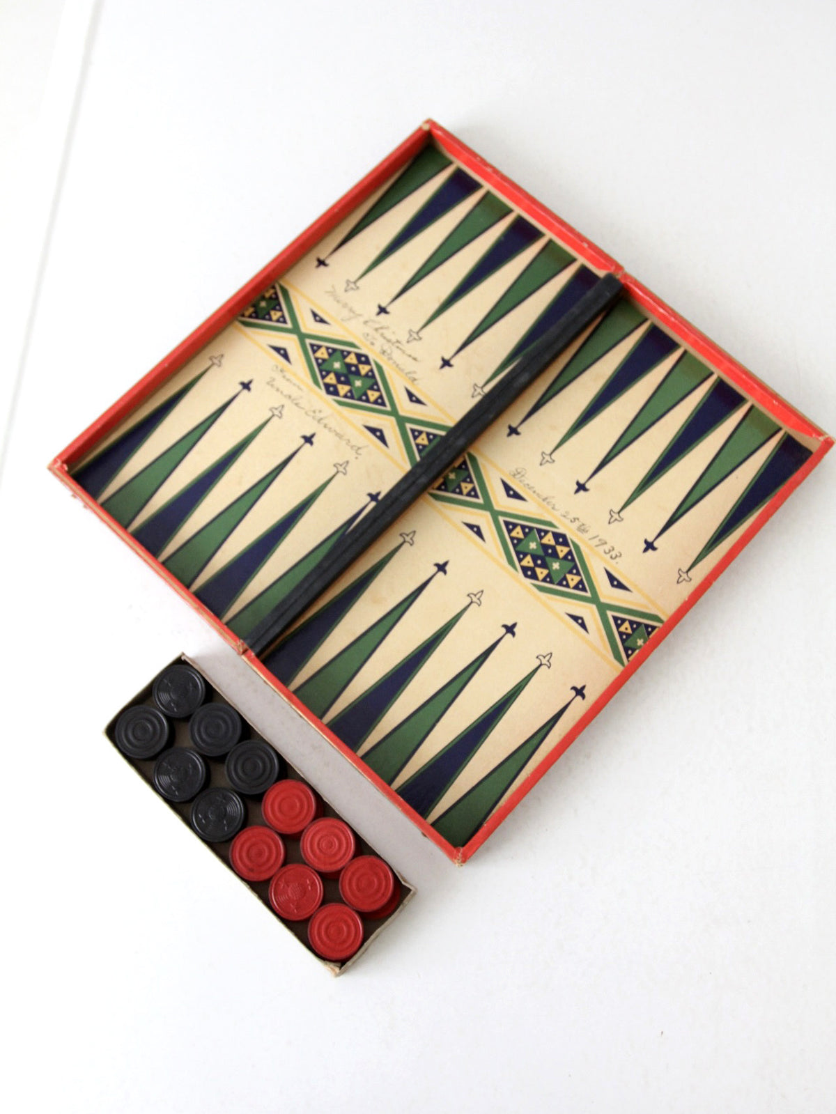 vintage Checkers / Backgammon game board set