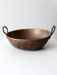 antique copper preserving pan