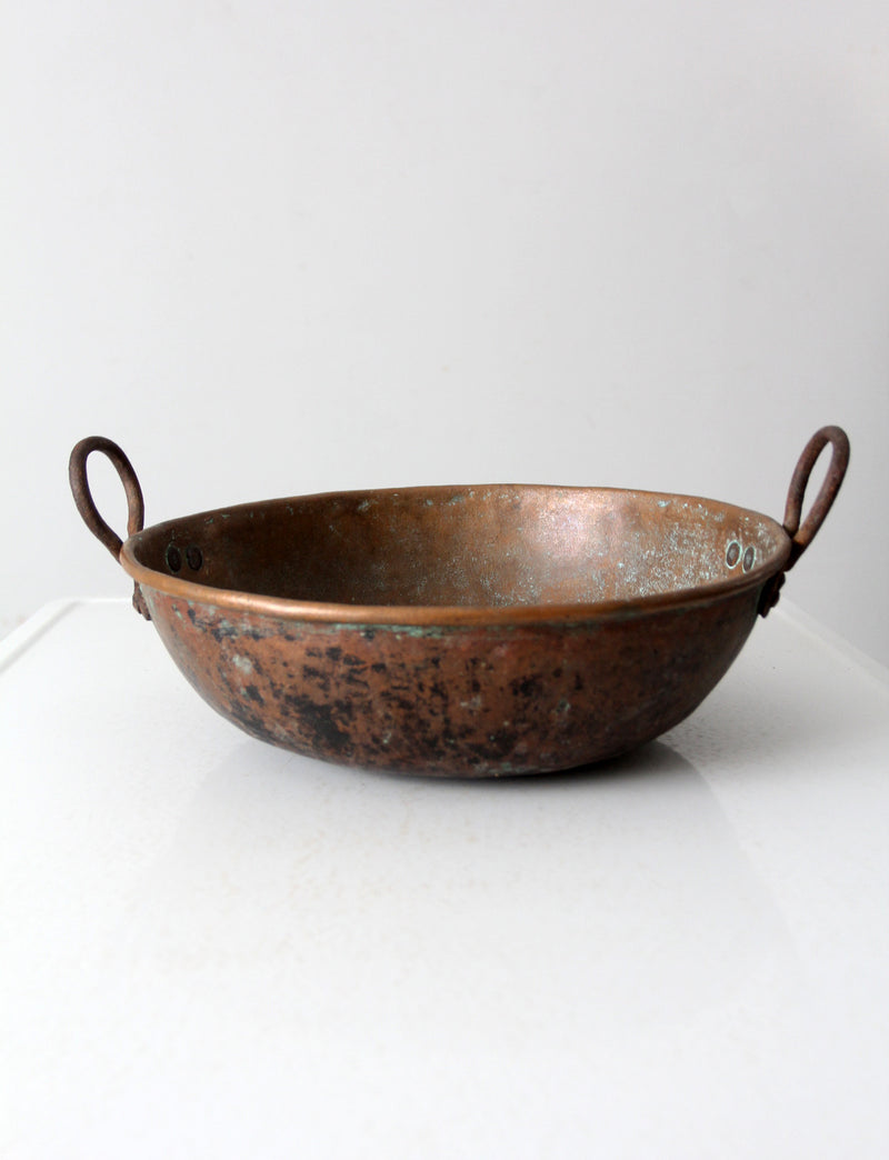 antique copper preserving pan