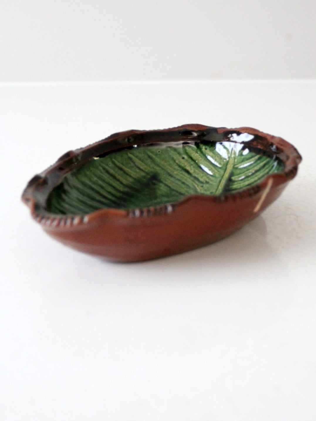 vintage Mexican Pottery Leaf dish