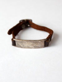 vintage leather and metal bar bracelet