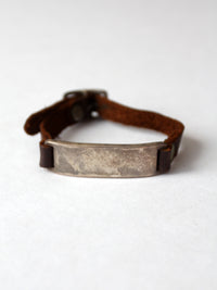 vintage leather and metal bar bracelet