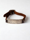 vintage leather and metal bar bracelet