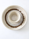 vintage studio pottery serving platter with dip bowl