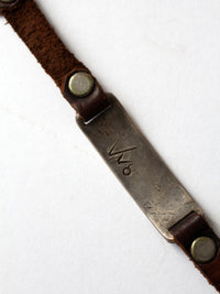 vintage leather and metal bar bracelet