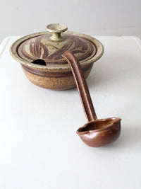 vintage studio pottery serving bowl and ladle set