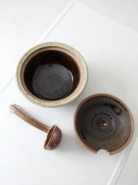 vintage studio pottery serving bowl and ladle set