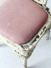 antique wicker chair with gingham cushioned seat