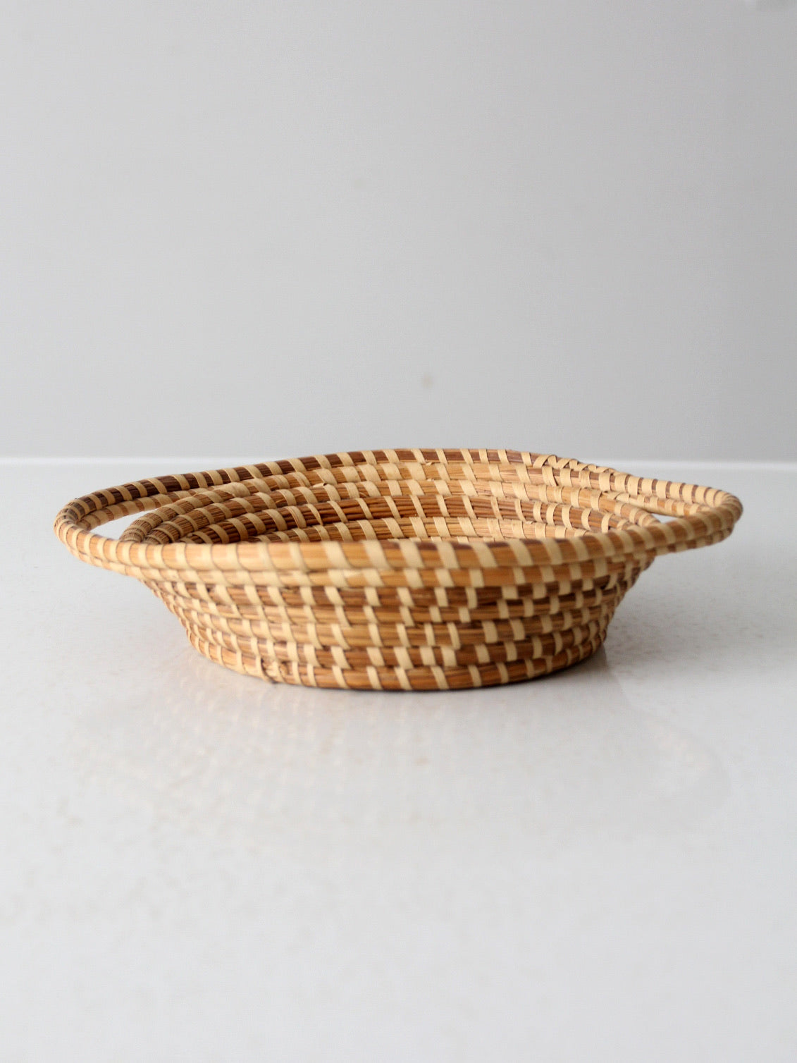 vintage woven coil basket bowl